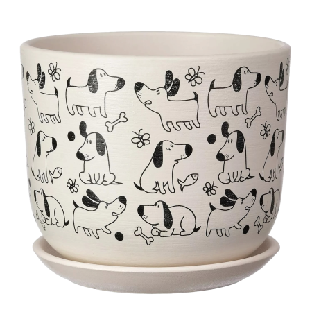 Горшок Собаки белый бук 15 см